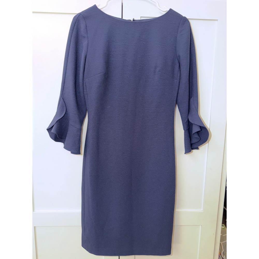 Karl Lagerfeld Paris Navy Blue Bell Sleeve Sheath party Dress Size 2 wedding
